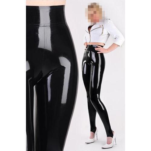 Latex Leggings High Wasit Rubber Trousers Rubber Skinny Women Latex Trousers