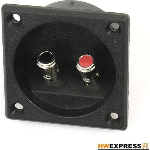 HWEXPRESS Hot Square Shape Double Binding Post Type Speaker Box Terminal Cup Black