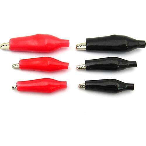 10 pairs 28/35/45MM Metal Alligator Clip Crocodile Electrical Clamp Testing Probe Meter Black Red with Plastic Boot