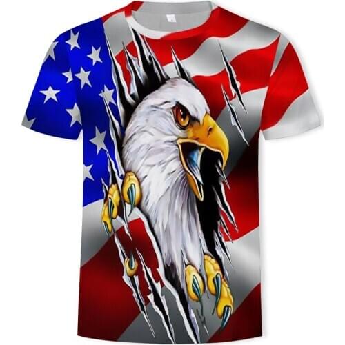 Mens Casual Eagles Animal Printed 3D T Shirt Men New Black Knitted Cotton O Neck Tops Tees 2019 Summer Mens Clothes