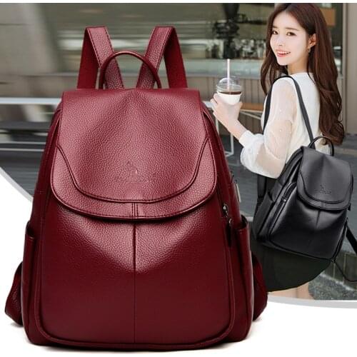 2021 New Solid Color Backpacks High Quality Casual Backpack Fashion Large Capacity Travel Backpack Female Student School Bag