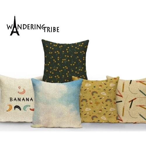 New Sky Style Pillow Cover Decorative Pillows Cushion Covers Flowers Pattern Home Decor Clouds Printing Pillow Case Kissenbezug