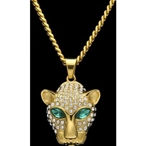 New Necklace Hip Hop Leopard Head Necklace Fashion Diam-ond Pendant Mens Personalized Necklace
