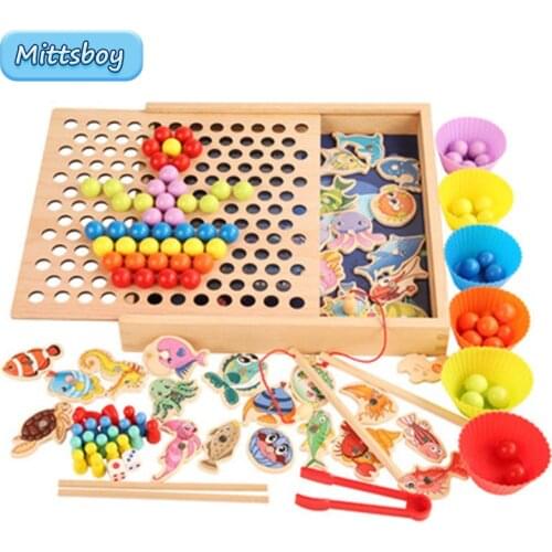 New Montessori Wooden Toys Hands Brain Training Clip Beads Puzzle Board Math Game Babys Early Educational Toys For Children Toys