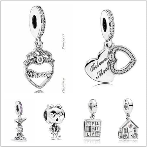 Original 925 Sterling Silver Rose & Heart Perfect Home Locket Pendant Charm Beads Fit Pandora Bracelet & Necklace Jewelry