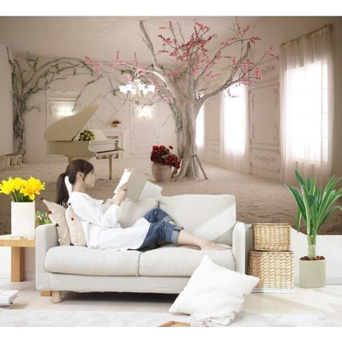 The custom 3D murals, The piano in the snow , the living room sofa TV wall bedroom background wall paper