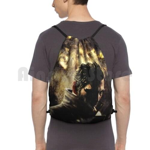 Ex-Adam Jensen Backpack Drawstring Bag Riding Climbing Gym Bag Adam Jensen Ex Games Fanart Portrait Ex Mankind Divided Ex