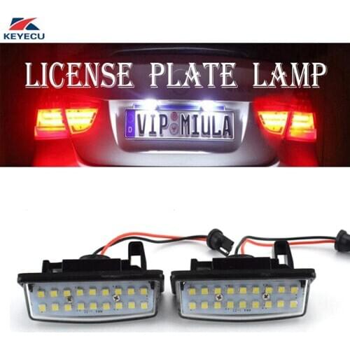 KEYECU 2 Pieces 12V 6500K 18SMD Super White LED Bulbs License Plate Light Lamps Driving Lamp Universally Used for Nissan Teana