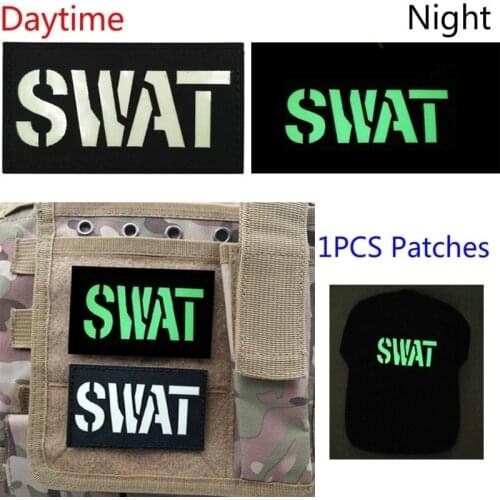 Glow In Dark Embroidery Badges Patches SWAT Reflective IR Tactica Military Armband Hook Embroidered Clothes Accessories Patch