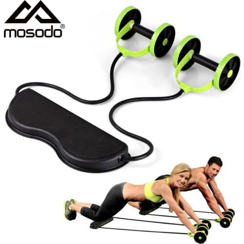 Mosodo Abdominal Exerciser Ab Roller Wheel Resistance Bands Pull Core Muscle Trainer Home Gym Bodybuilding Fitness Equipment