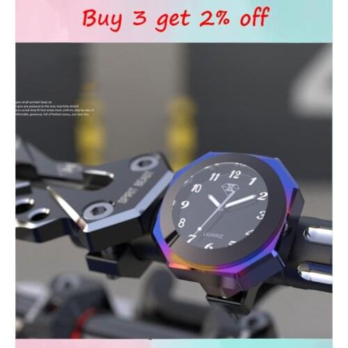 Universal Aluminum Alloy 4 Color Motorcycle Luminous Handlebar Mount Clock Waterproof Watch Thermometer CNC Chrome Moto Accesso