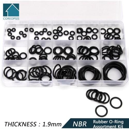 150pcs PCP DIY NBR Sealing O-rings Washer Replacement Durable Rubber O Rings CS1mm 1.5mm 1.9mm 2.4mm OD 6-30mm 15 Sizes DQ006
