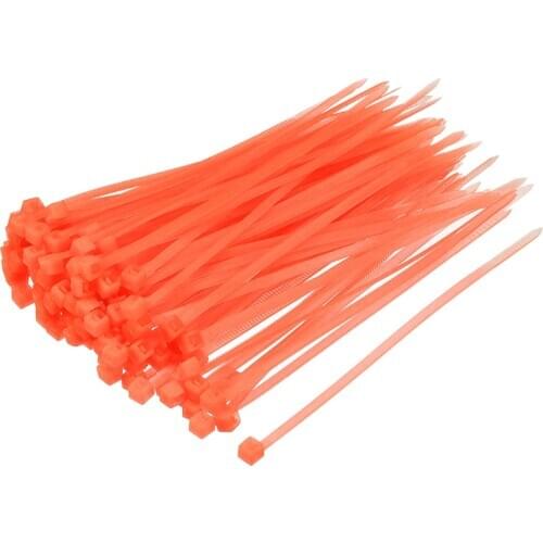 Uxcell 300pcs Cable Zip Ties 100mmx2.5mm Self-Locking Nylon Tie Wraps Orange Single-use Locking Flexible Cable Tie