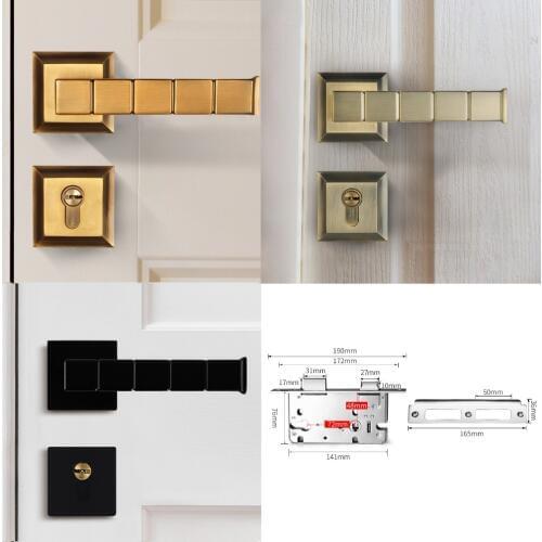 Interior Door Square Rosette Lock Set Handle Locked Inside with Turn-Thumb Thumb turn Bamboo Handle Copper Bronze Black