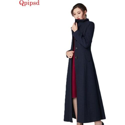 High Grade Wool Coat 2021 Autumn Winter New Long Woolen Jacket Coat Womens Warm Wool Overcoat Female Temperament Slim Wool Outer