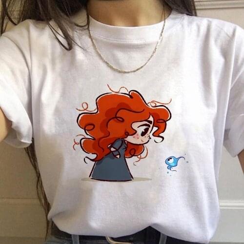 Disney Brave Women T Shirt Baby Princess Merida Printed Ropa Aesthetic Summer Oversized T-shirt Loose Cozy Ladies Tee Breathable