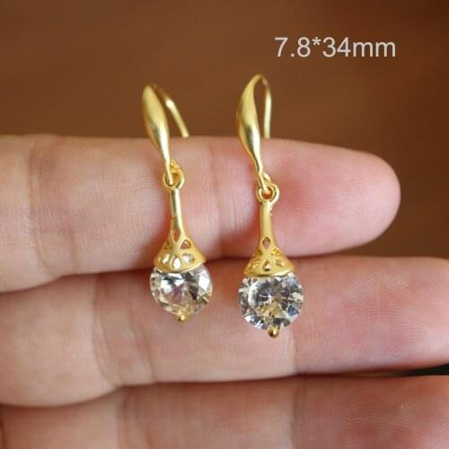 Water drop gold plated earrings for women Fashion geometric earring cubic zirconia earing for girls Jewellery gift