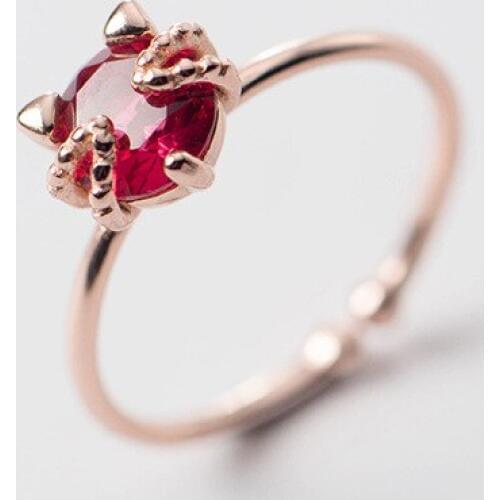 MloveAcc Real 100% 925 Sterling Silver Cat Face Simple Rings for Women Anniversary Party Luxury Ring Romantic Jewelry Gift