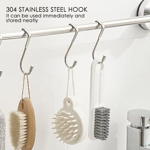 1PC S-type Door Hanger Hook Stainless Steel Free Punching Cabinet Door Without Trace Clothes Hook Door Back Wall Mounted Hooks