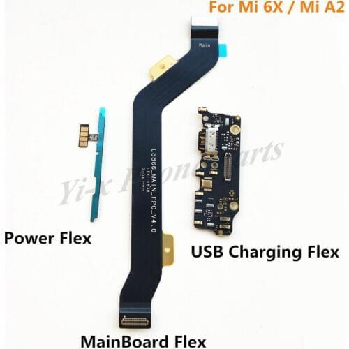 10pcs Power Volume & USB Charging Board & Motherboard MainBoard Connections Flex Cable For Xiaomi A2 Mi A2 mi 6X