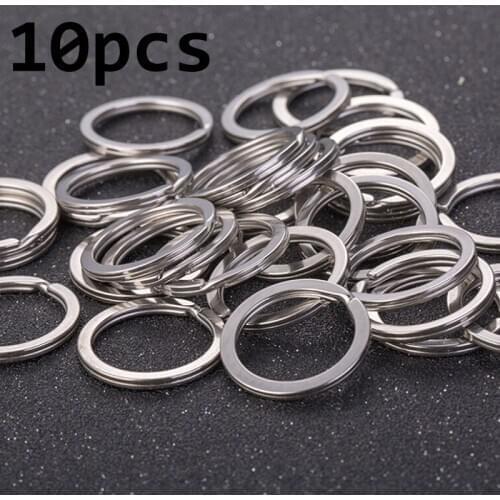 10PCS Polished Key Holder Split Ring DIY Keyrings Key Chain Hoop Loop Stainless Steel