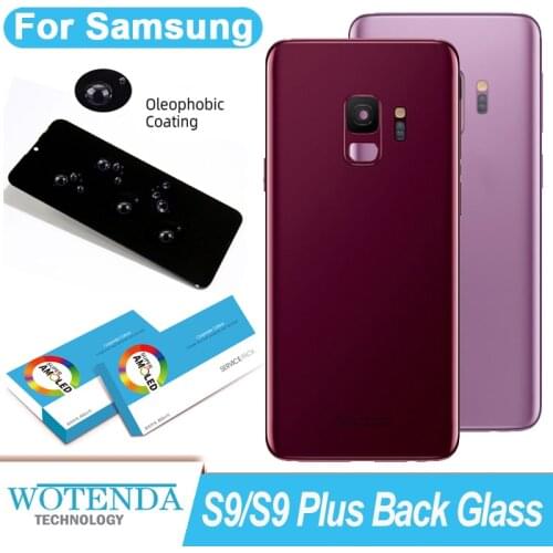 100% Original for SAMSUNG Galaxy S9 Plus S9+ G965 SM-G965F S9 G960 SM-960F Glass Back Battery Cover Rear Door with Camera Lens