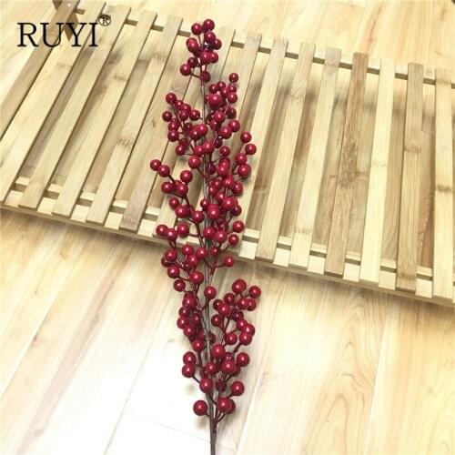 12 Forks Christmas Small Red Berries Simulation Foam Plastic Holly Red Festive Fruit Home Christmas DIY Decorative Accessories
