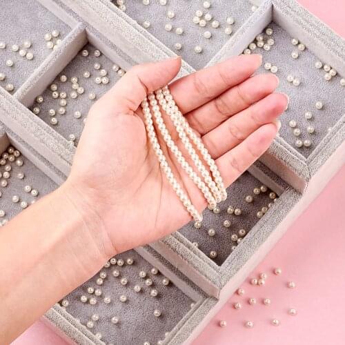 216pcs/strand 4mm Pearlized Glass Pearl Round Beads Strands Ivory Jewelry DIY Beads for Bracelet Necklace Handmade hole:1mm