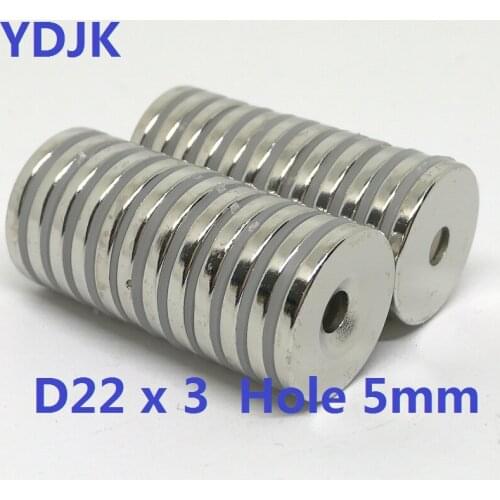 5PCS/LOT NdFeB Magnet 22*3 Hole 5 N35 D Countersunk Disc Magnets 22x3 Permanent MAGNET 22x3-5