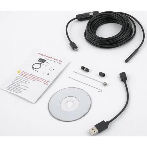 6 LED 5.5mm Lens Endoscope Waterproof Inspection Borescope for Android Focus Camera Lens USB Cable Waterproof Endoscope