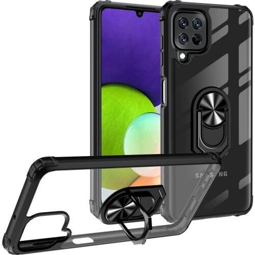 Finger Ring Acrylic Phone Case for Samsung Galaxy M32 M 32 M325 SM-M325F Drop Protection Cover Funda Coque