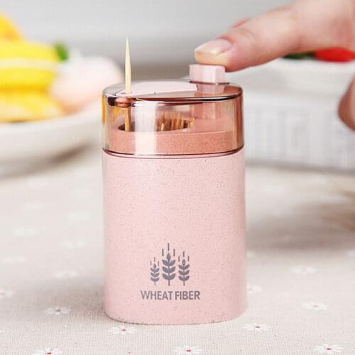 Automatic Toothpick Holder Container Wheat Straw Household Table Toothpick Storage Box Toothpick Dispenser Popular