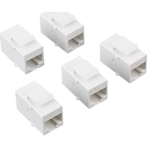 White CAT5 Female to Female RJ45 Ethernet Keystone Jack Coupler Pack of 5