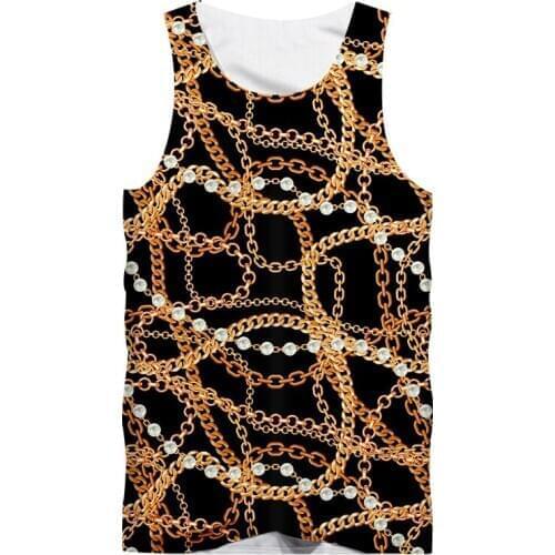 IFPD EU Size Baroque Court Style Vest Mens 3d Print Crown Golden Chain Luxury Sleeveless Tank Tops Men Women Plus Size Tops 6XL