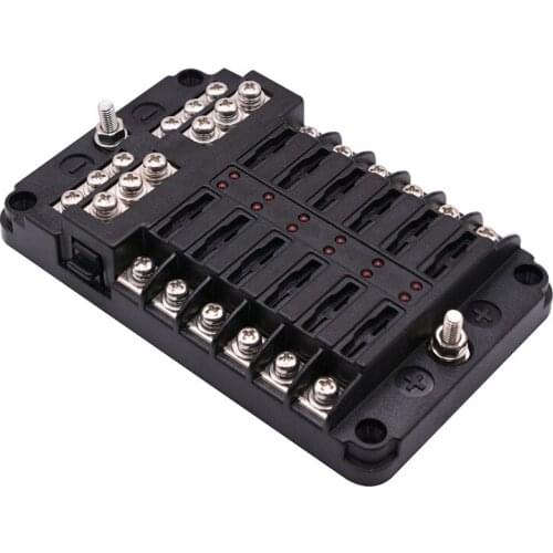 12V-24V 12 Way 24 Fuses Box Circuit Standard Blade Block Holder Car Boat Fuse Auto Replacement Parts Fuse Box Fuse Car