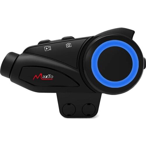 Motorcycle Helmet Bluetooth Headset Maxto M3 Waterproof Intercom Motion Camera Dash Cam Hd Integration
