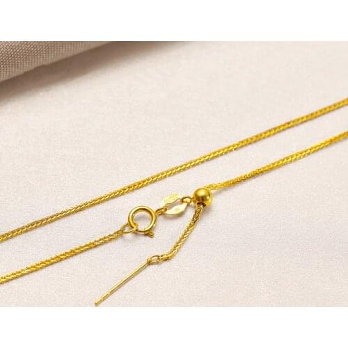 ZHIXI Real 18K Gold Jewelry Bracelet Adjustable Solid Pure Au750 Chopin Chain For Women Wedding Fine Jewelry B540