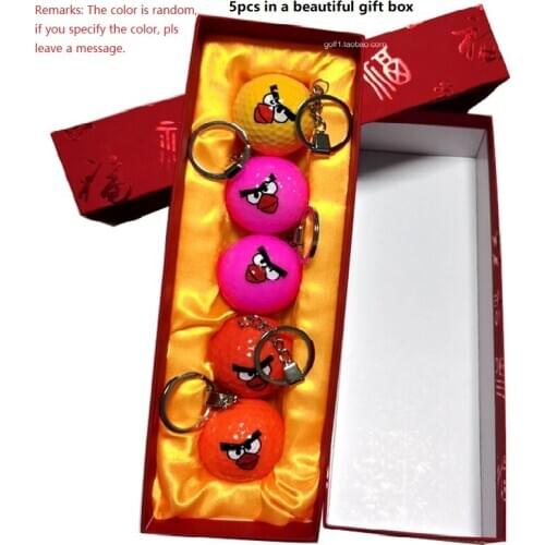 New 5pcs In a Gift Box Golf Keychain Double Practice Ball Color Bird Pattern Ball Gift Ball Multicolor Optional