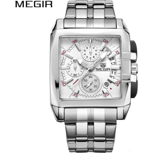 MEGIR Original Luxury Brand Relogio Masculino Full Steel Chronograph Mens Quartz Business WristWatches Military Clock New 2018