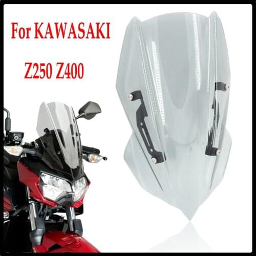 Motorcycle Sports Windshield WindScreen Deflector Visor Viser For KAWASAKI Z250 Z400 Z-250 Z-400 2019 Z 250 Z 400 Double Bubble