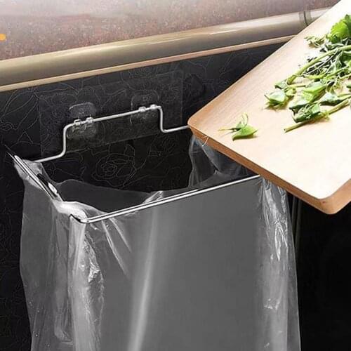 Trash Bag Holder Garbage Bag Holder Wall Mounted Stainless Steel Garbage Storage Rack Trash Bag Carrier Kitchen Storage Rack