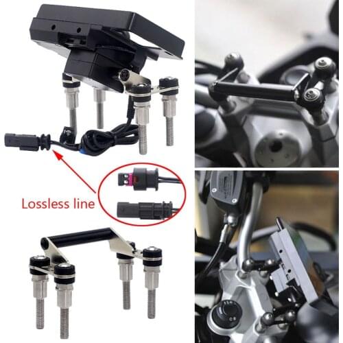 For BMW F750GS F850GS F800GS F700GS R1200RS R1200R 12mm handlebar mobile phone Navigation bracket USB phone charging