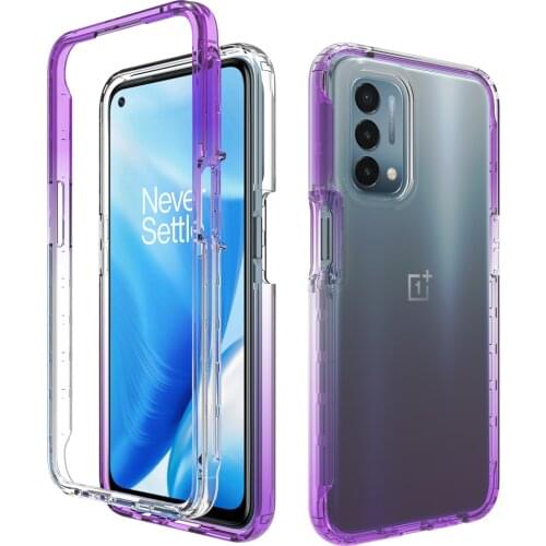 2 Layers Gradient TPU Soft Transparent Clear Shockproof Phone Case for Oneplus Nord N200 5G Back Casing