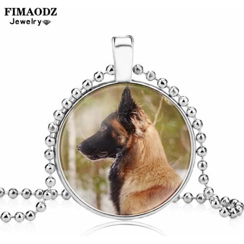 FIMAODZ Dog Necklace For Pet Paw Bulldog Fashion Glass Pendant Beads Chain Necklaces Dog Lovers Gift Statement Jewelry