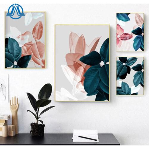 Nordic Canvas Painting Blue Plant Poster And Print Tropical Leaf Wall Art Modern Pictures For Living Room On The Wall Decoration