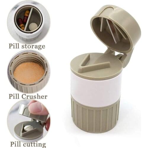 Pill Box Medicine Crusher Cutting/grinder/storage Splitter Powder Tablet Crusher Cutter Pills Dispenser Drug Organizer Pillbox