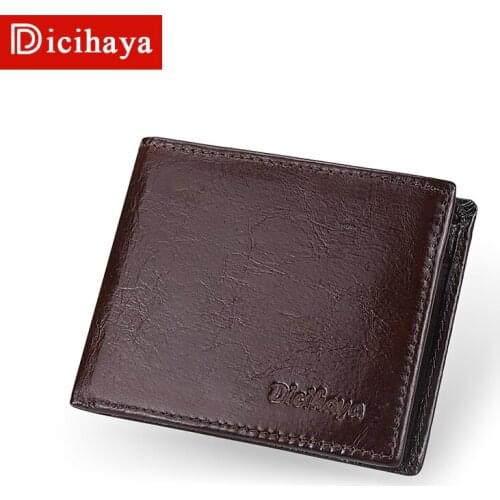 DICIHAYA Men Wallet Genuine Leather Short Purse Cowhide Leather Wallet For Male Portomonee with Card Holder Photo Holder