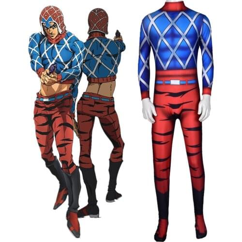 Anime JOJOs JOJO Bizarre Adventure Cosplay Costume Guido Mista Golden Wind Costumes Halloween Christmas Party Clothes Tights