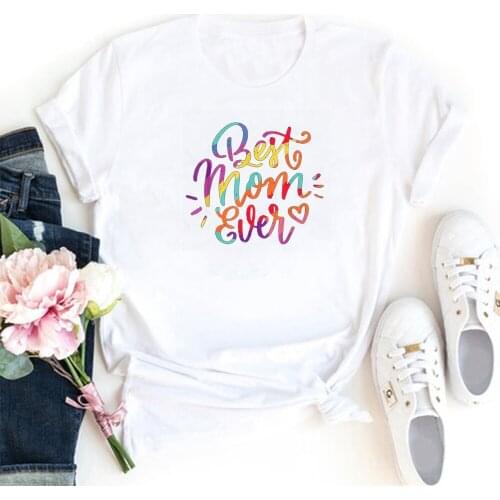 Best Mom T-shirt Women Interesting Graphics Tee Shirt Femme Fashion Color Letter Pattern Tshirt Women O Neck Women T ShirtsTops