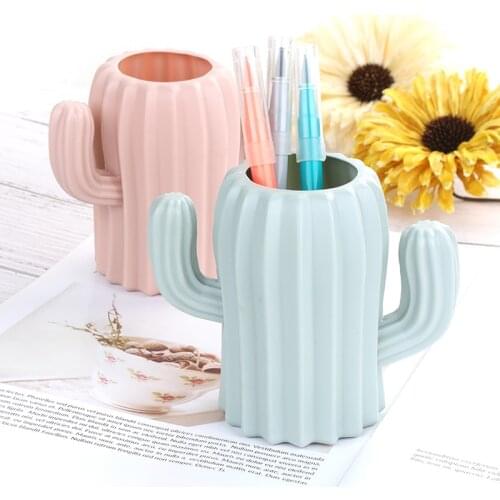 Cute Cactus Pen Holder Desktop Organizer Pencil Pot Student Desktop Multifunction Storage Box School Office Supplies